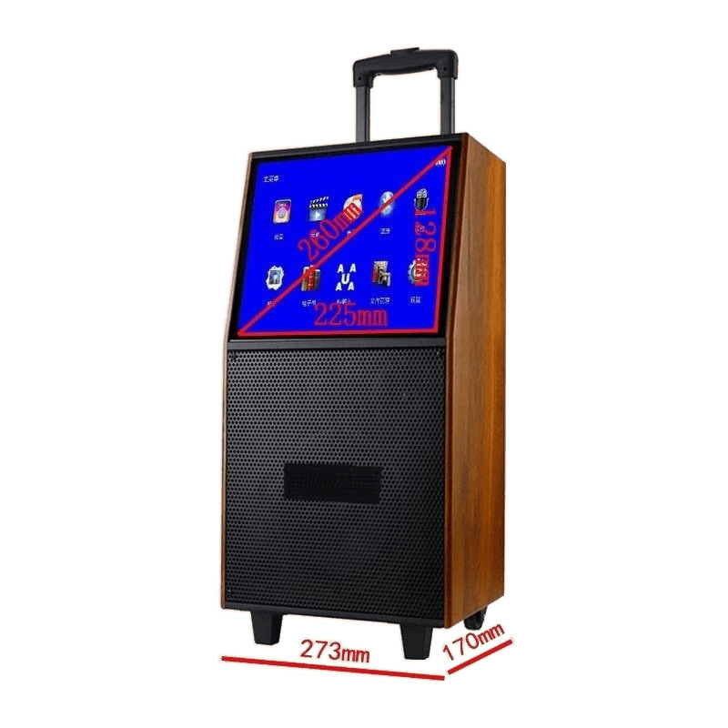 K-canción de sonido con pantalla altavoz de altavoz de madera doméstica todo en uno Bluetooth suministro de baile cuadrado al aire libre alto volumen