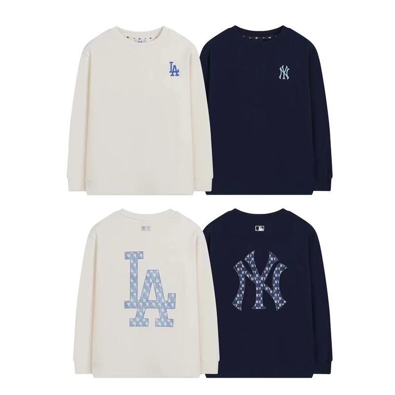 Correct Version of Mlb Korean Trendy Brand Presbyopia Series Sports and Leisure Large Logo Loose Round Neck Sweatshirt for Men and Women