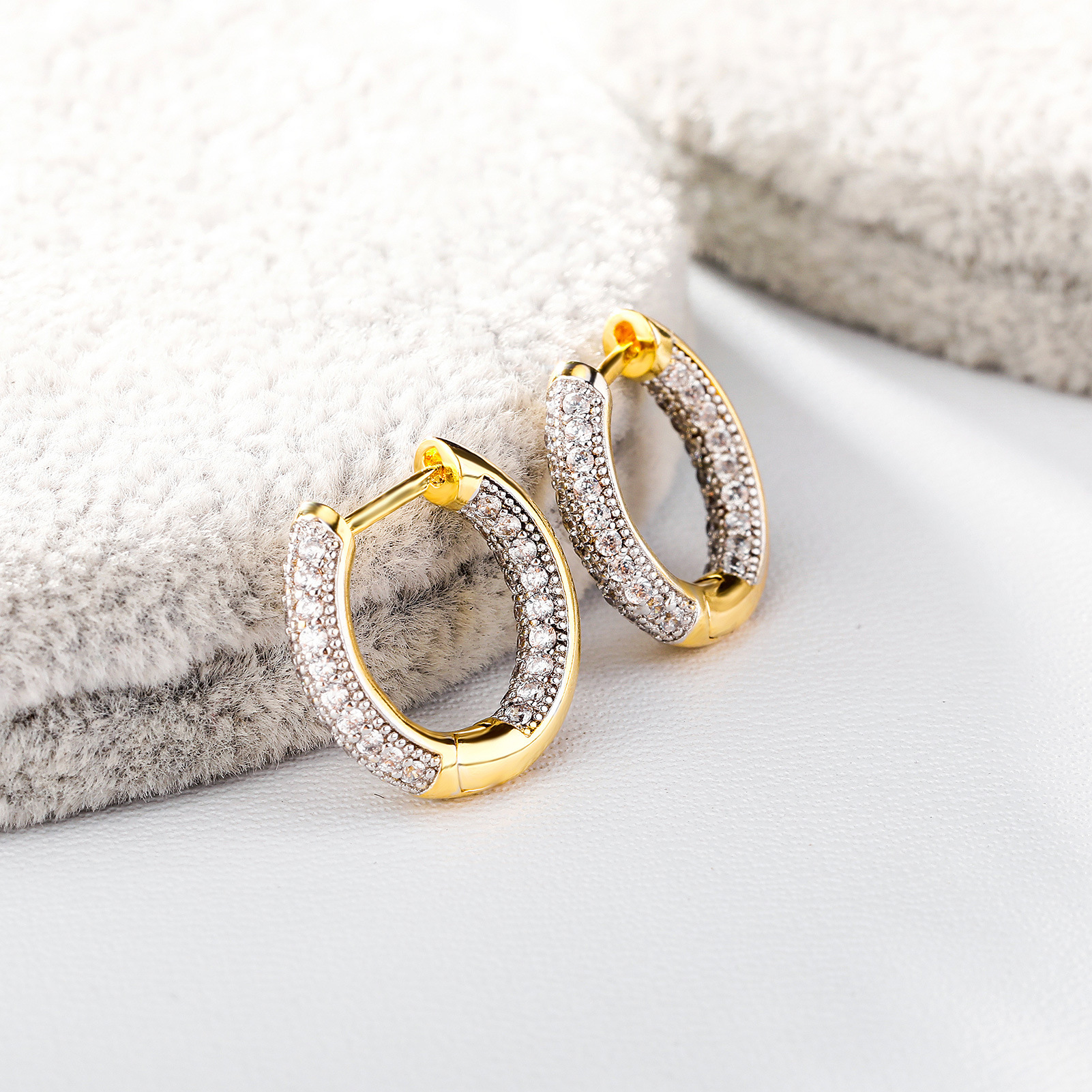 fashionable elegant shiny earrings with zircon