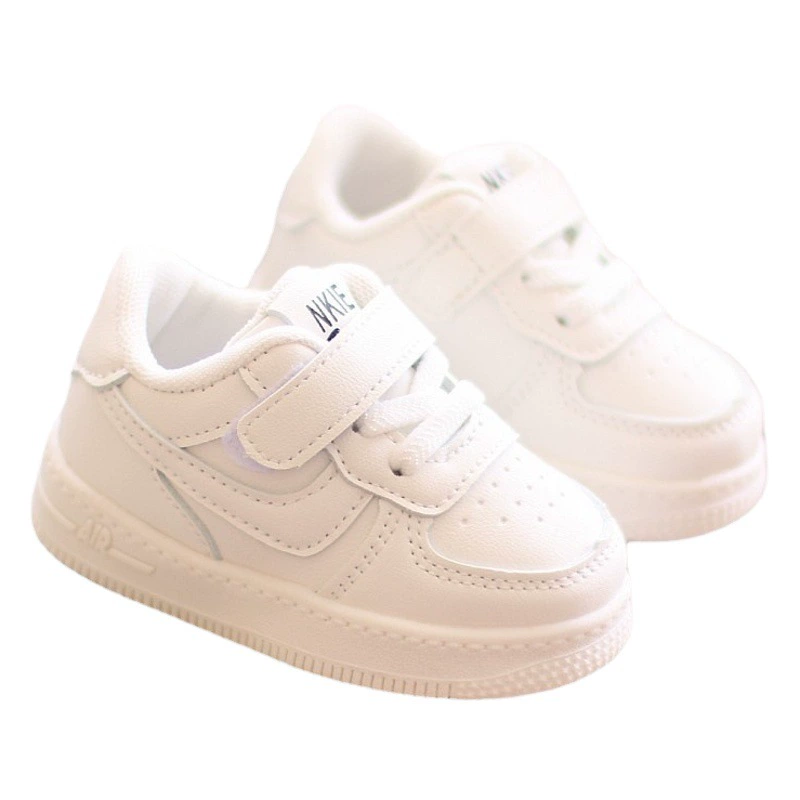 Детская версия обуви для мальчиков, настольная обувь, весенние и осенние кроссовки, маленькая белая обувь для девочек От 1 до 3 лет детская обувь для малышей, кожаная