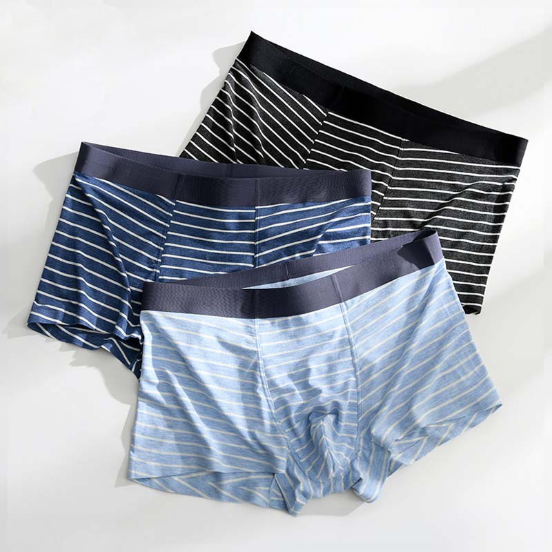 凱儷思男士內褲平角褲潮流青年彩紗條紋莫代爾無痕男士內褲批發
