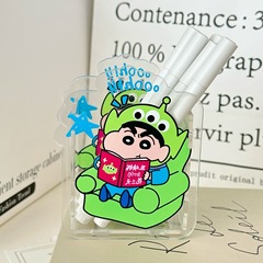 Crayon Cartoon Shin-chan Acrylic Transparent Pen Holder Large Capacity Student Desktop Stationery Storage Box Cute Girl Heart