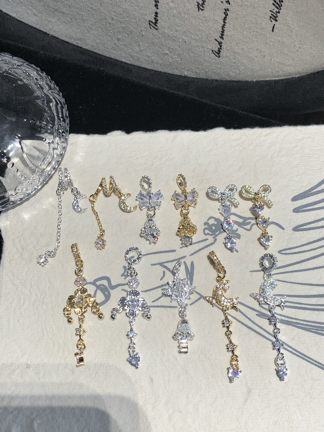 14K Gold-Plated Zircon Butterfly Tassel Spacer Beads Crystal DIY Bracelet Handmade Beaded Accessories Pendant