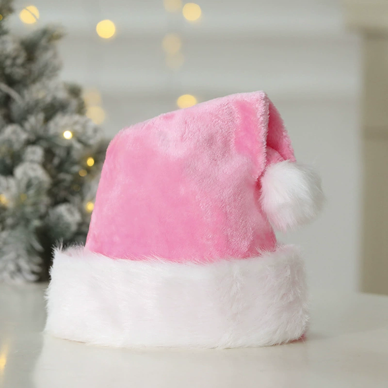 Long plush Christmas hat, large pompon, 32×45 cm, multiple colors