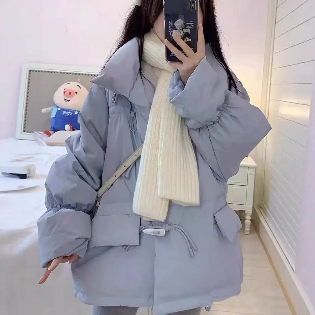 羽绒棉衣宽松韩版新款2025冬季加厚棉袄牛角面包棉服外套批发货源
