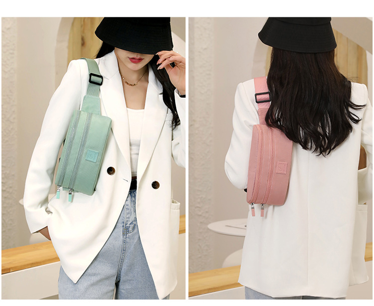 Women's fashionable and trendy waist bag, waterproof nylon crossbody bag, outdoor sports mobile phone waist bag, simple crossbody bag undefined