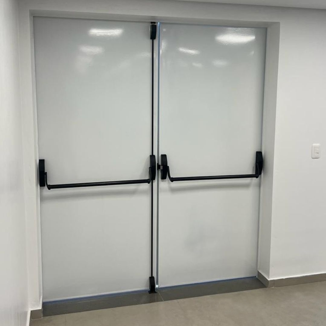 快速逃生通道钢制防火门下压推杆锁WM-320两点天地插双开门推杠锁