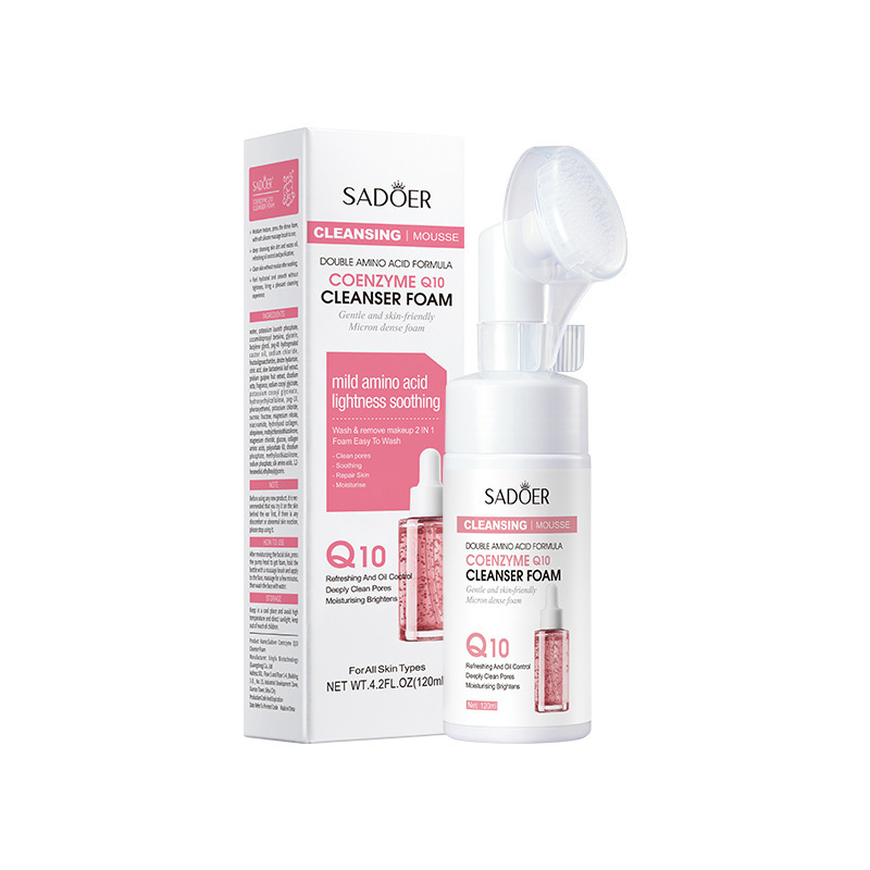 Espuma limpiadora facial SADOER pure English con aminoácidos de plantas y frutas, con cabezal de cepillo, venta al por mayor para comercio exterior transfronterizo.