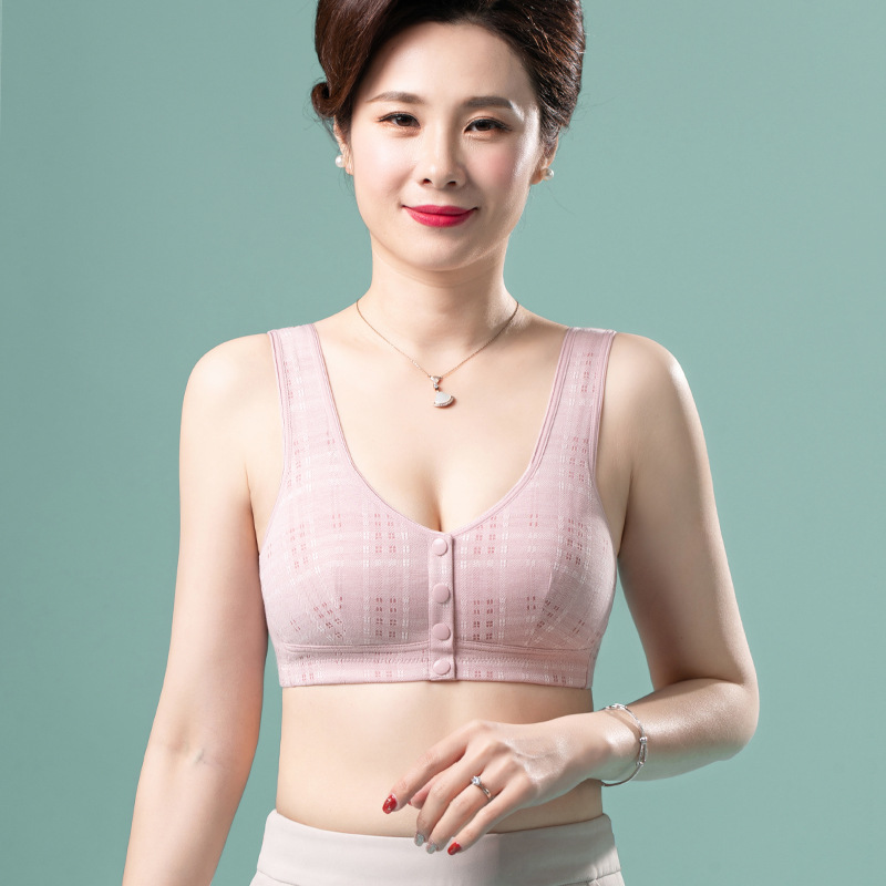 Mamá ropa interior Estilo Chaleco sujetador inalámbrico de mediana edad y ancianos ropa interior de verano delgada más el tamaño de la ropa interior de la hebilla delantera Sujetador de algodón