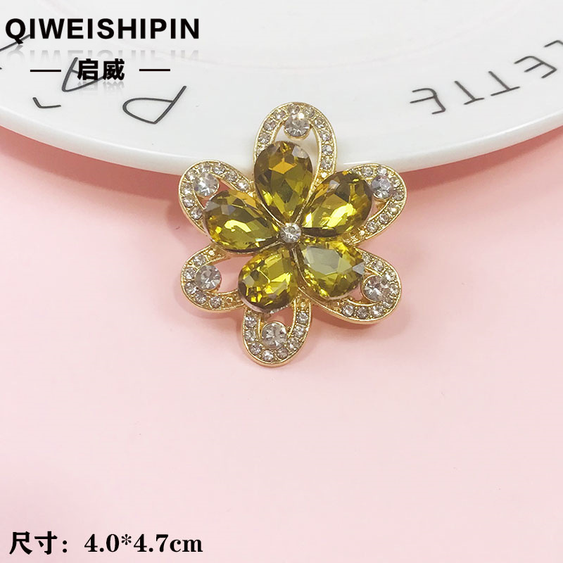 启威长方形花盘珍珠钻五角diy材料 水钻扣鞋包包花配饰  合金配件|undefined