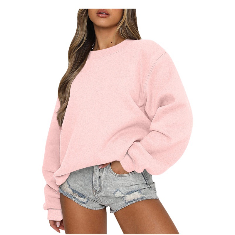 Mujeres 2023 otoño moda casual manga larga de cuello redondo sudadera suelta con capucha fleece y2g