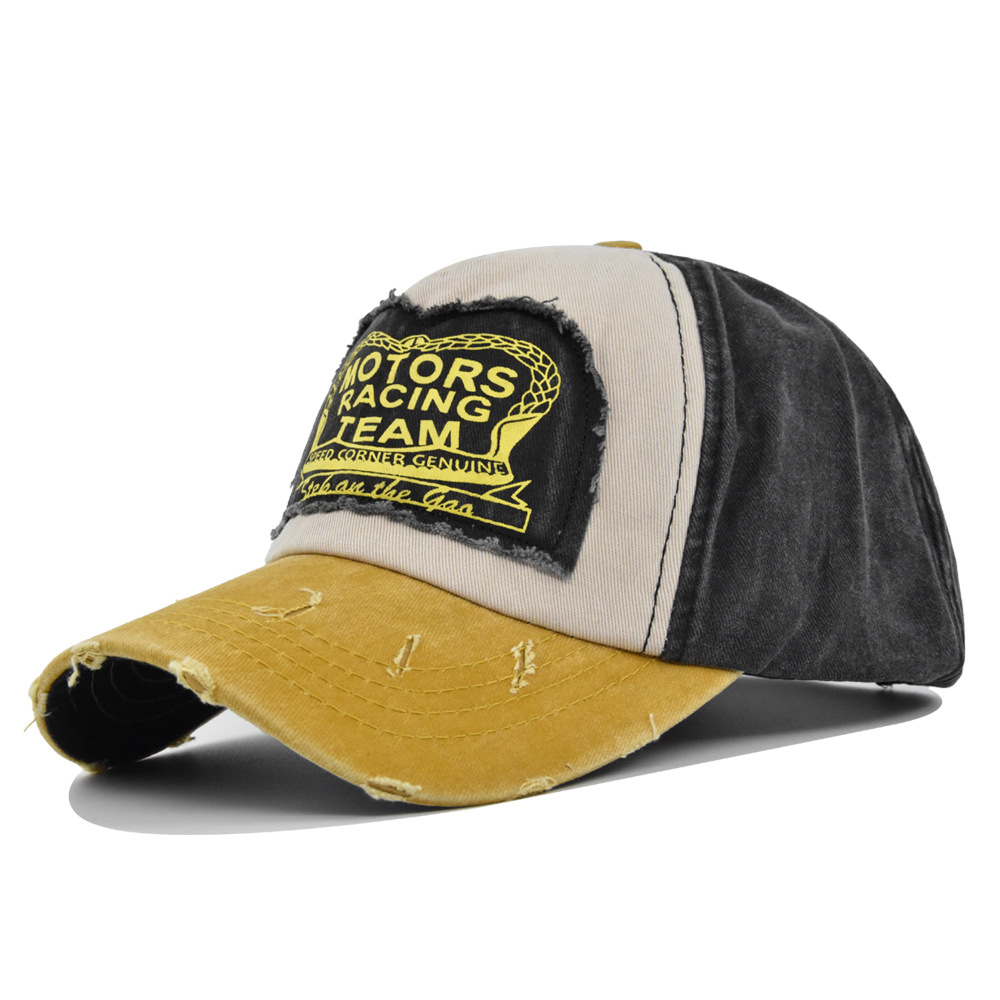Graffiti MOTORS printed sticker baseball color blocked duckbill cap CP864_voghion.com