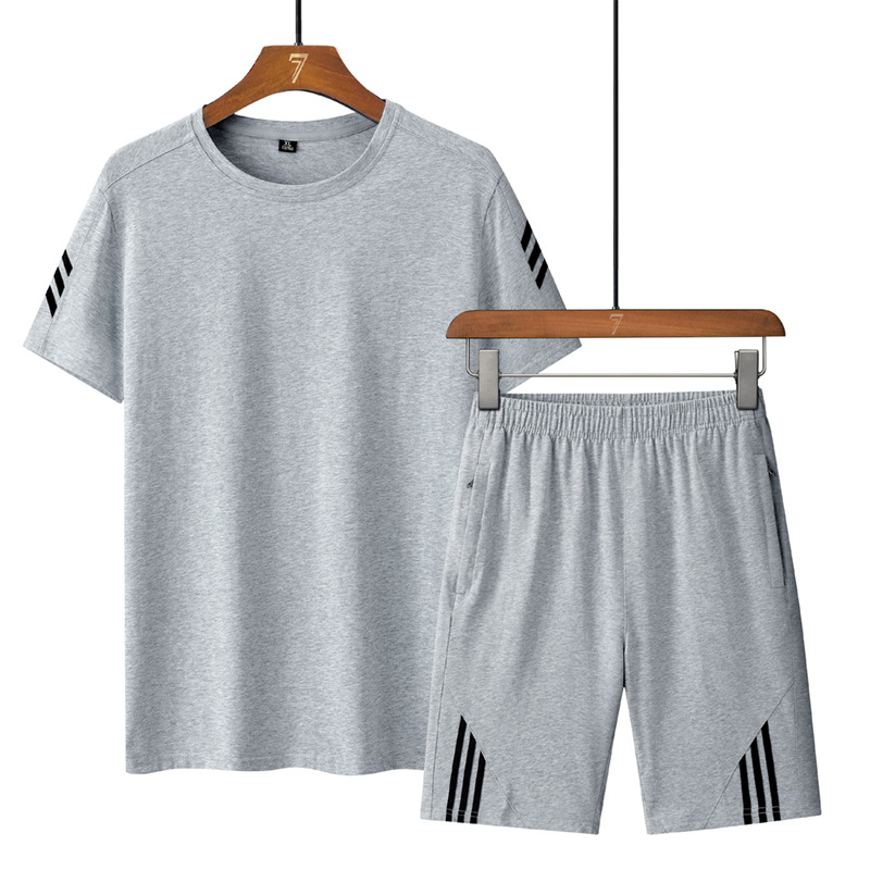 Transfronterizo king size tres barras set hombre ropa deportiva hombre mangas cortas pantalones cortos de verano tendencia delgada con blusas image 3