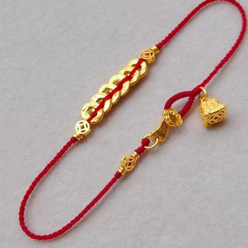 Five Emperors' Money with Good Meaning, Auspicious Money, Retro Anklet for Women, Versatile and Stylish Zodiac Year Bracelet
