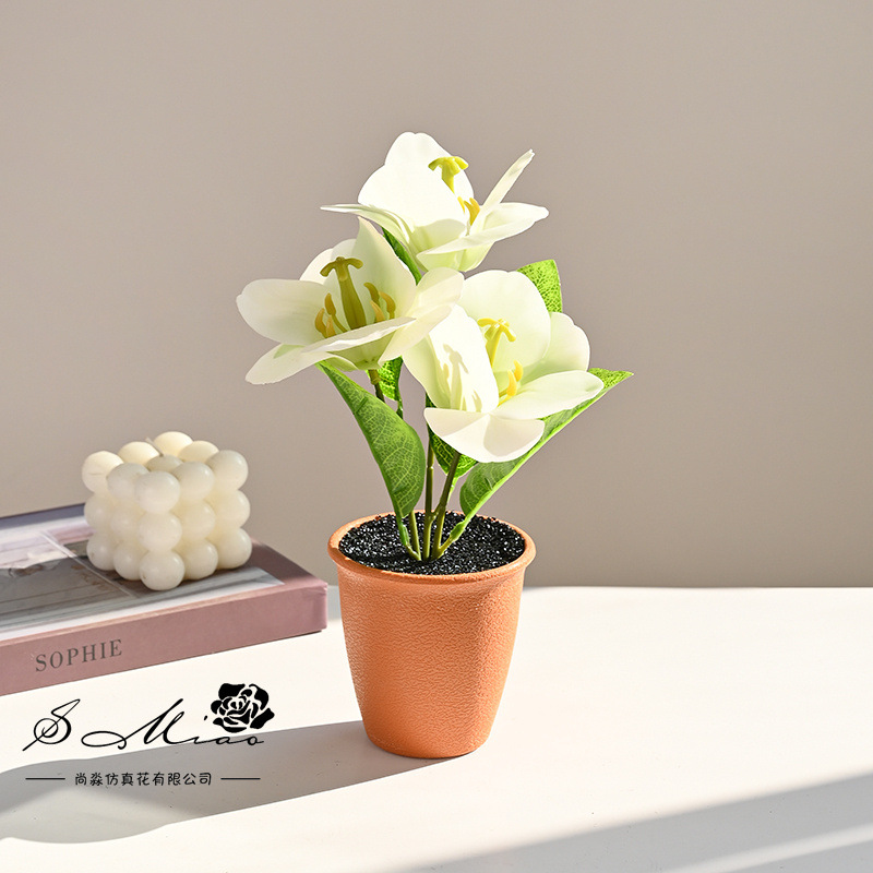 Flores falsas sonrientes flores en maceta creativas flores simuladas decoración de estudio en el hogar adornos verdes artificiales en maceta image 7
