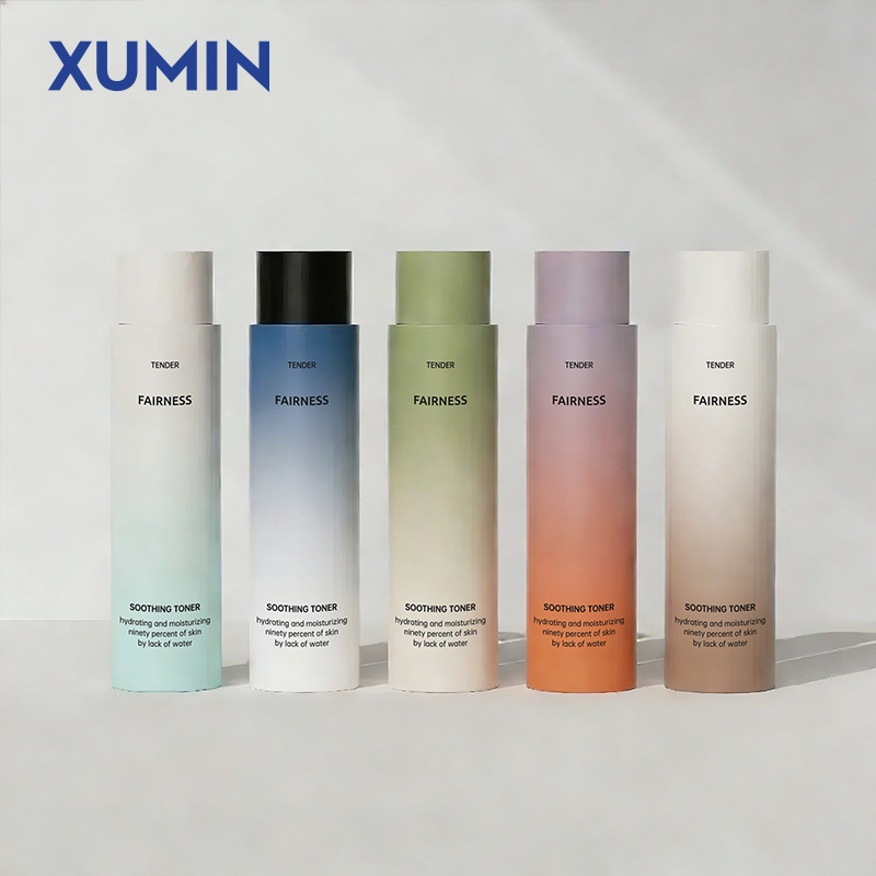 XUMIN embalaje cosméticos PET botella de tapa atornillada botella de toner recta 150ml botella de agua de maquillaje frito