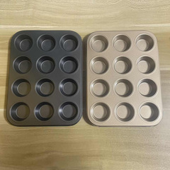 12-piece non-stick cake pan carbon steel pancake plate 6-hole muffin cups baking tray DIY Teflon baking tray baking mold
