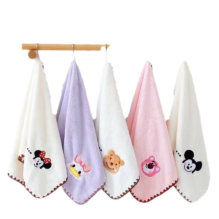 Coral cartoon cute bath towel, set, with embroidery, Birthday gift
