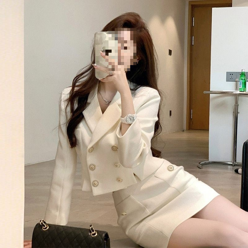 网红时尚小香风套装春秋女2025新款西装外套包臀半身裙名媛两件套|undefined