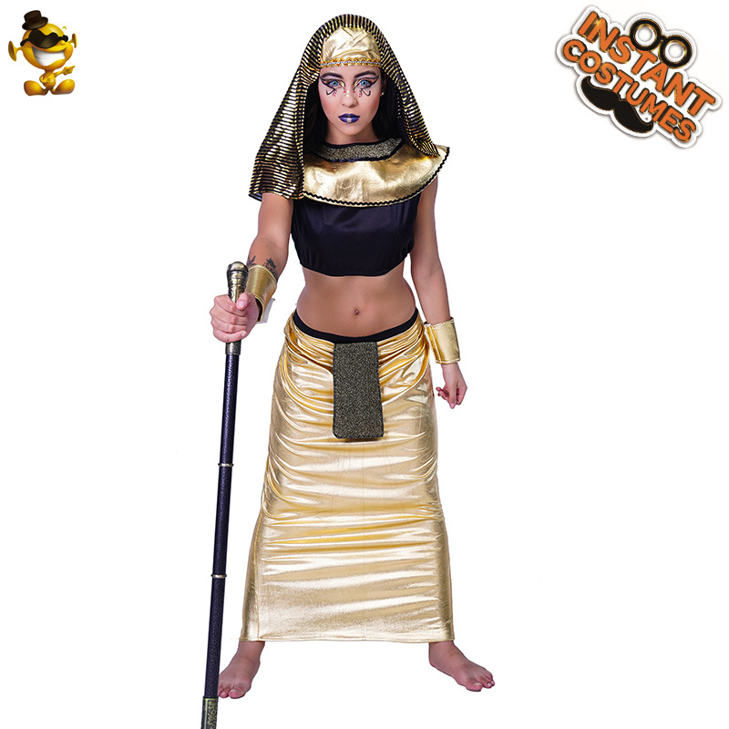 De Halloween adultos grandes hombres y mujeres pareja Antiguo Egipto Faraón Reina Rey etapa partido traje