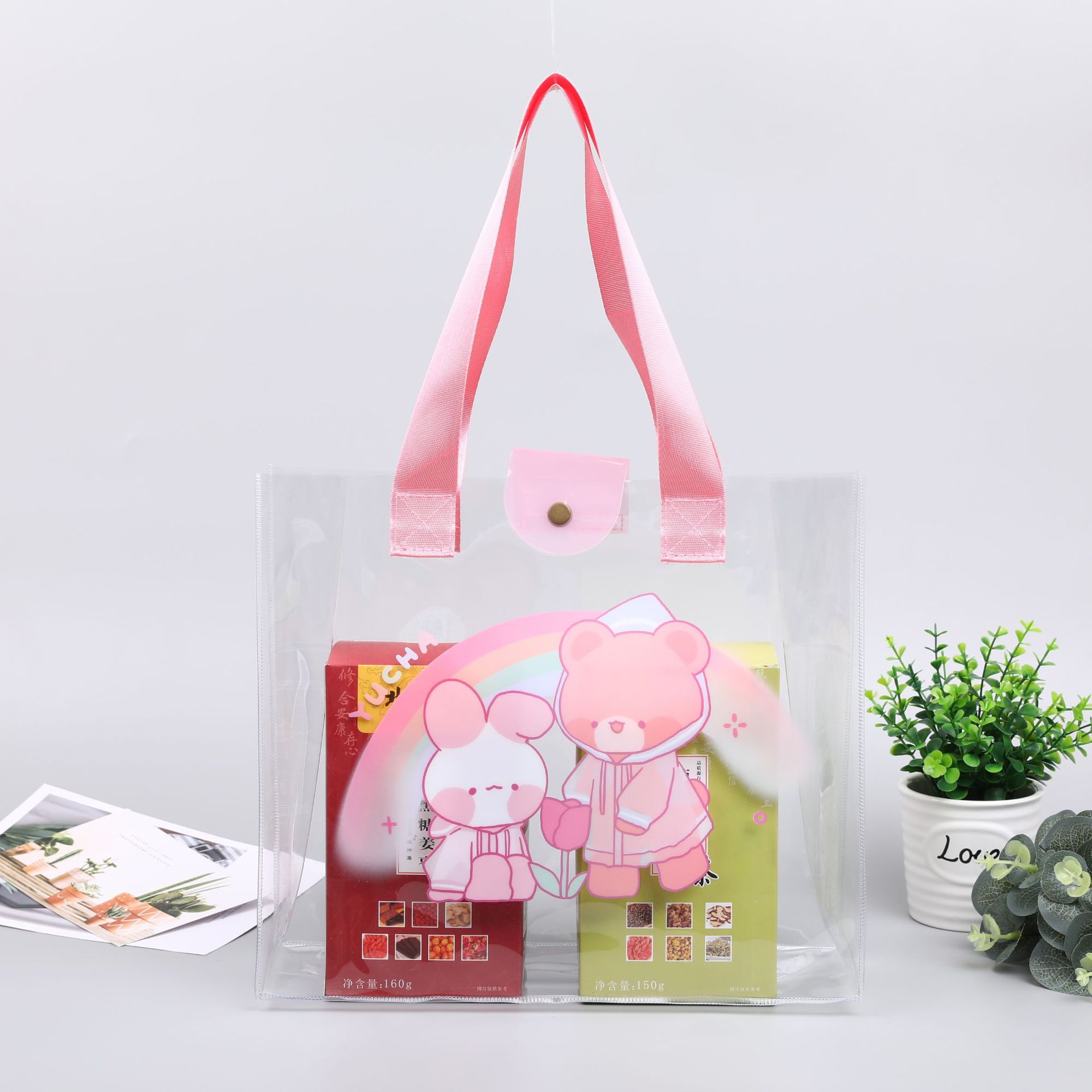 PVC透明收纳袋隔水袋子批发手提透明包装袋可logo洗漱袋