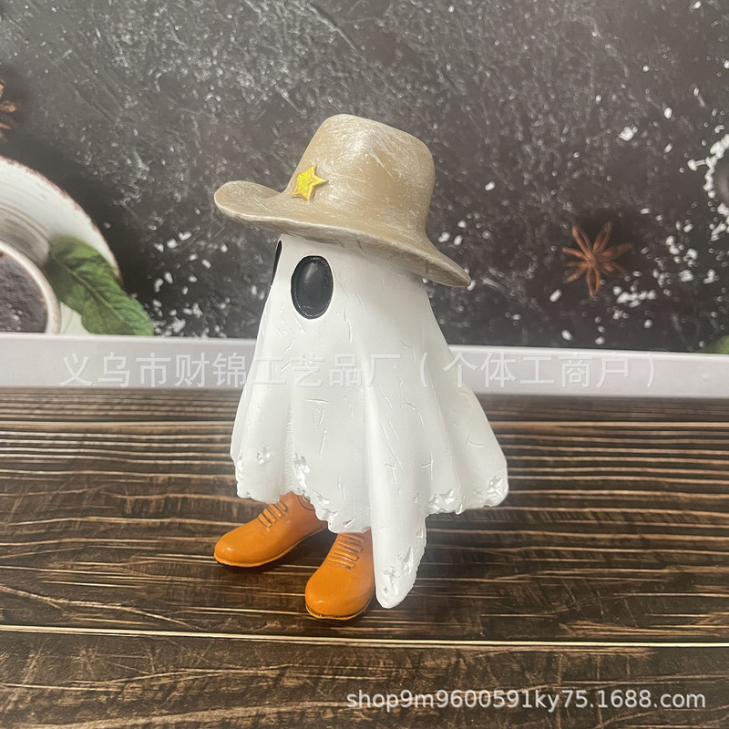国境を越えた新型ハロウィーン幽霊シリーズカウボーイ幽霊クール樹脂小置物カボチャ鬼節かわいい装飾|undefined