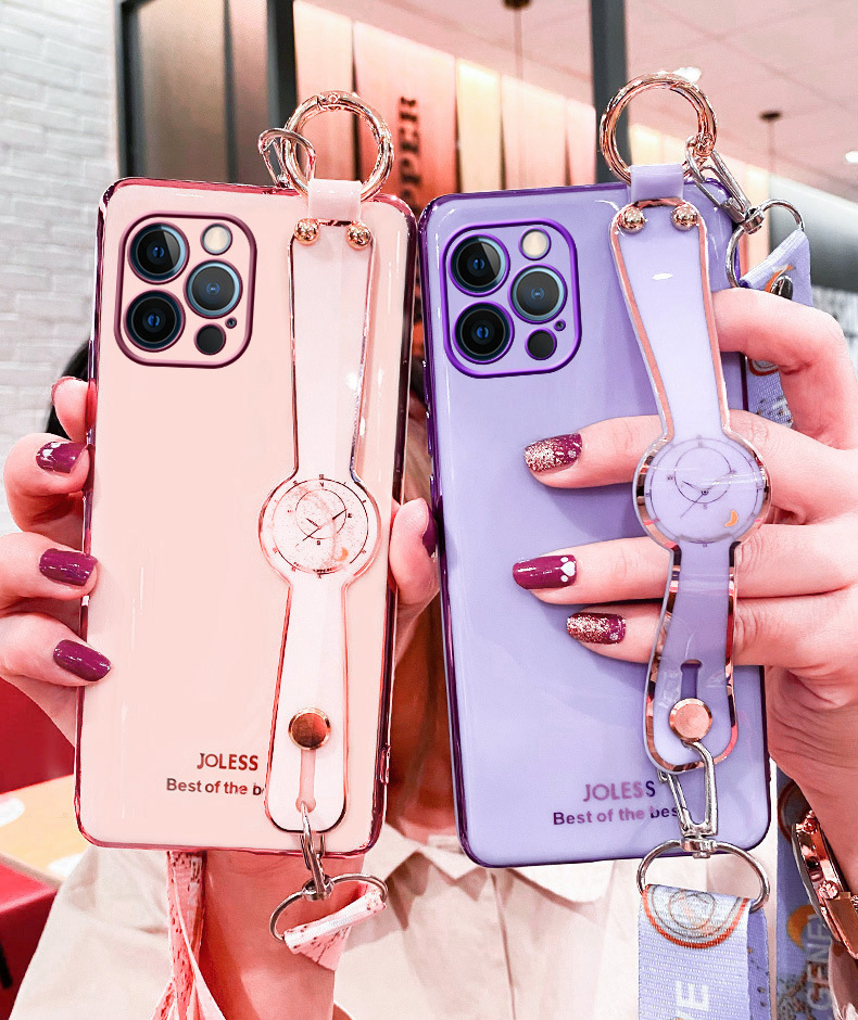 Huawei P50Pro mobile phone shell electroplated wrist strap mate40 protective case Nova10 glory 70 applicable 9P40 goddess