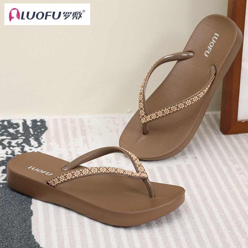 Flip-flop rofu Chanclas de verano para mujer al aire libre baño antideslizante baño Baño playa Chanclas de madera contrachapada natación fresco
