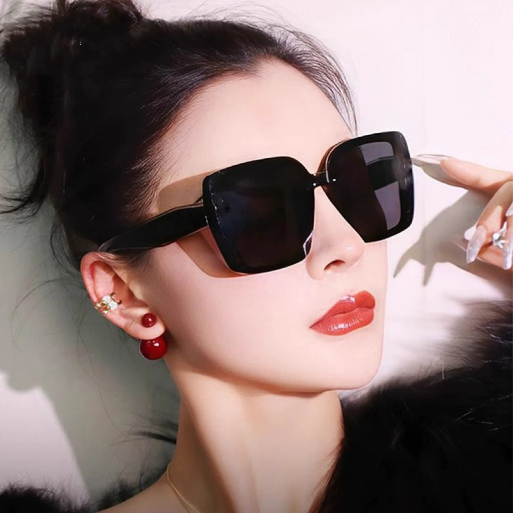 Gafas de sol para mujer, protección solar UV de verano, moda, conducción al aire libre, gafas de sol cuadradas, cara grande, delgado y de alta gama