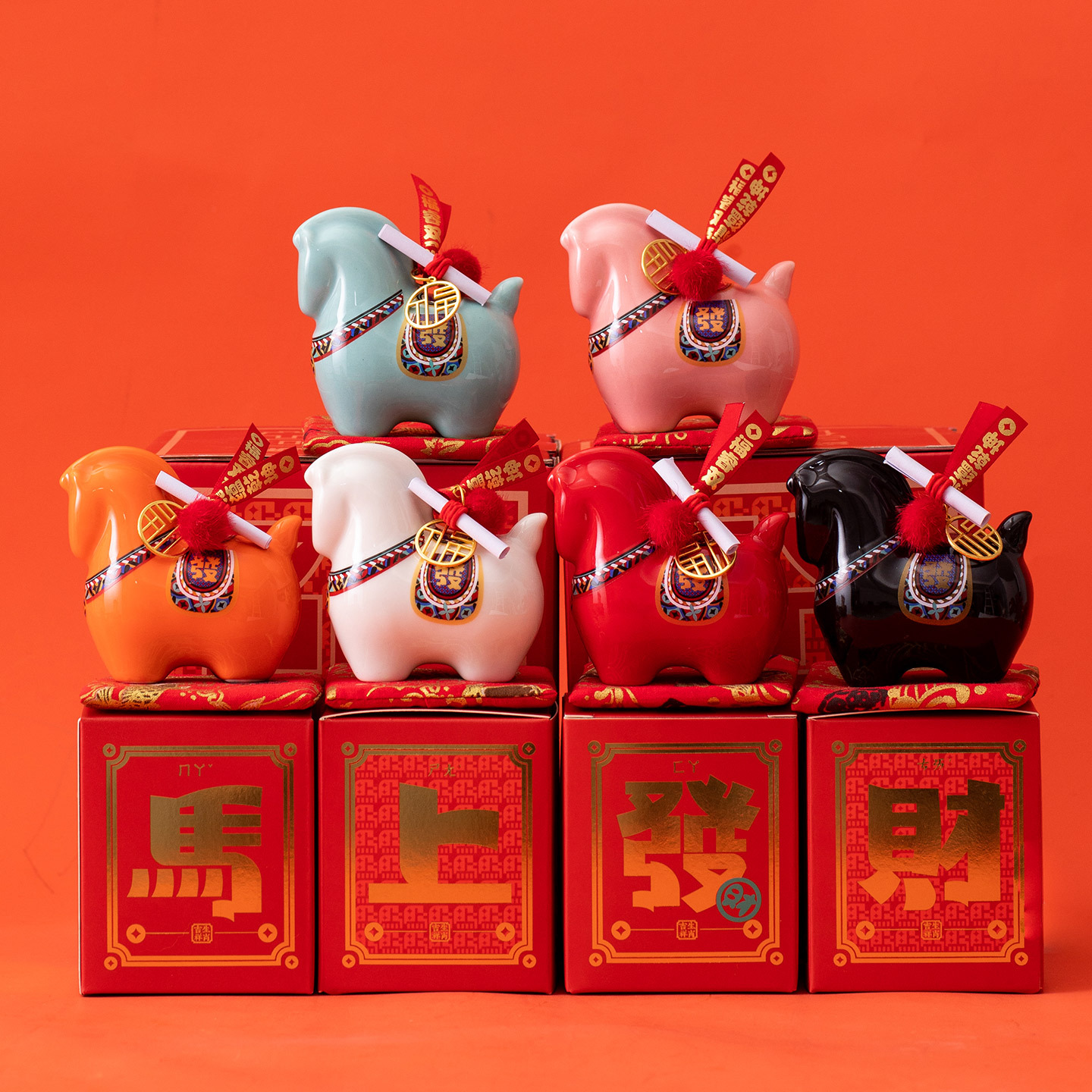 新款马生肖摆件国潮马年吉祥物摆件卡通桌面装饰品马年新年伴手礼