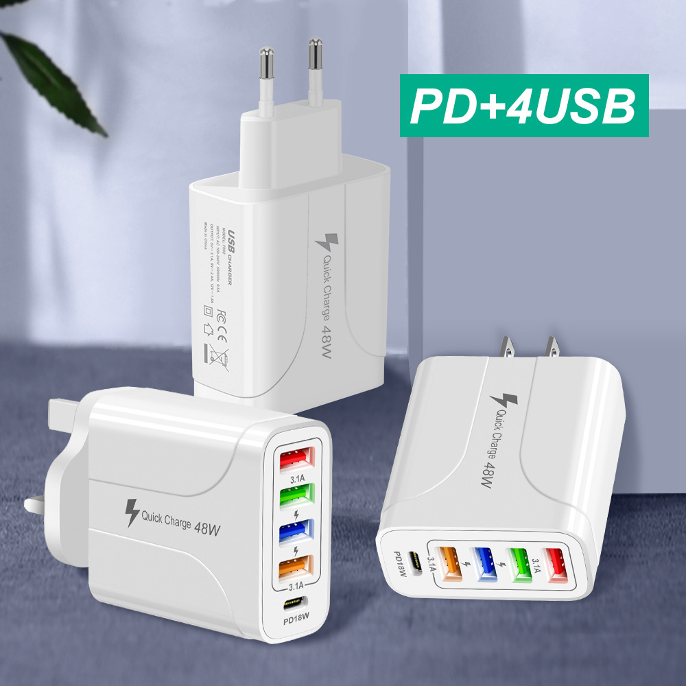 4USB PD18W 5-in-1 48W Multi-Interface PD Schnellladegerät 4U+PD_voghion.com