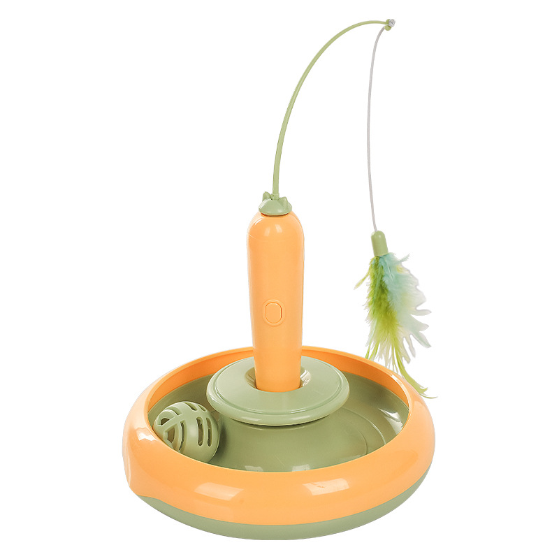 Juguete para mascotas gato eléctrico juguete giratorio divertido gato palo volando pluma mascota juguete interactivo Amazon al por mayor