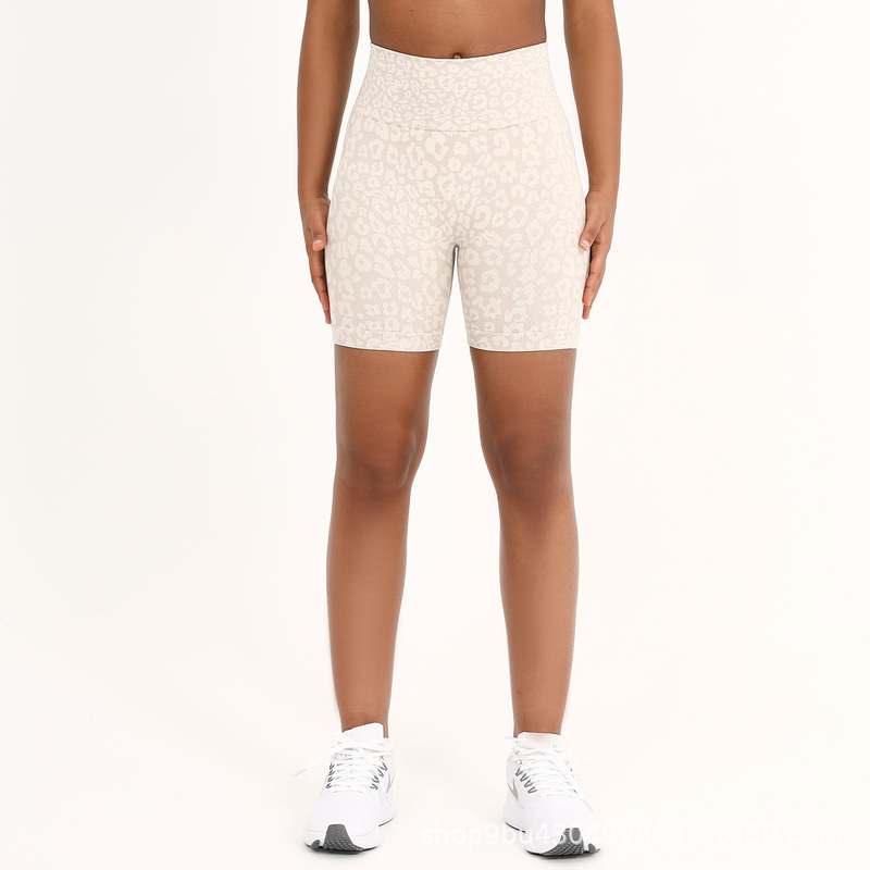 Leopard Print High Waist Double Hip Yoga Pants Outdoor Sports Running Cycling Shorts Fitness Shorts