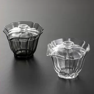 茶碗透明烟灰过滤耐热百财高硼硅玻璃手工泡茶单个功夫茶具盖碗