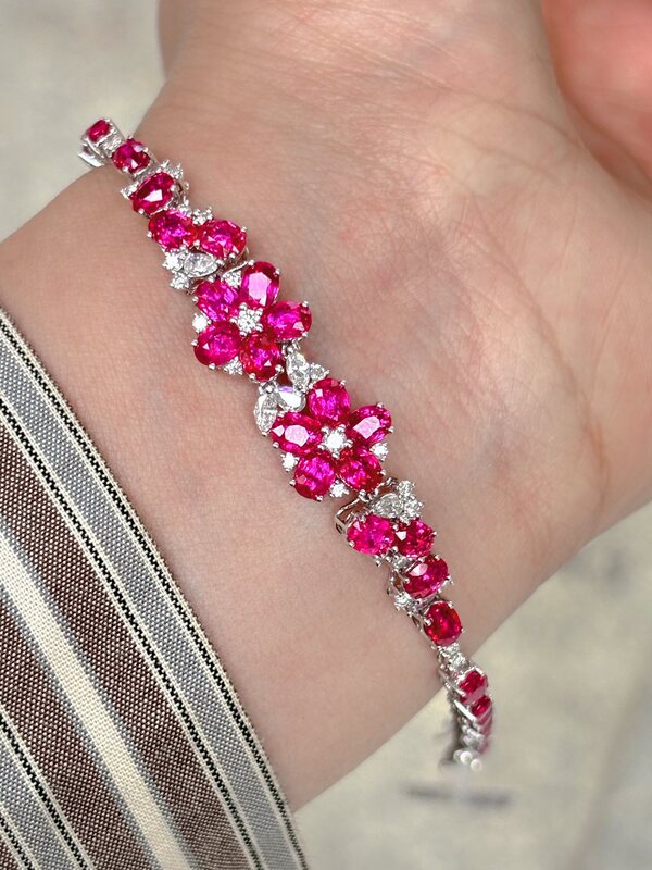 18K Gold High Jewelry 9 Carat Unfired Ruby Garden Bracelet Bracelet Jewelry Tiktok Wholesale Agent