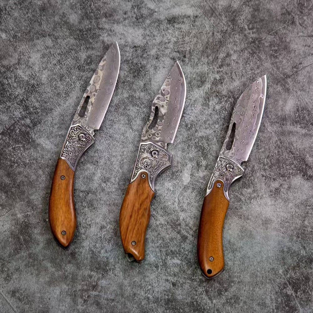 Handmade forging Damascus folding knife Multifunctional portable portable folding knife