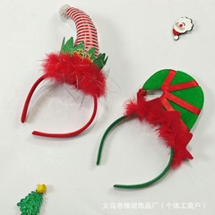 跨境新款圣诞条纹发箍 厂家直销圣诞小丑帽子发箍批发礼品装饰