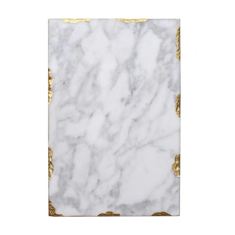 Bandeja de mármol de estilo nórdico borde dorado Almacenamiento de cosméticos accesorios de tiro hogar modelo sala de almacenamiento decoración suave