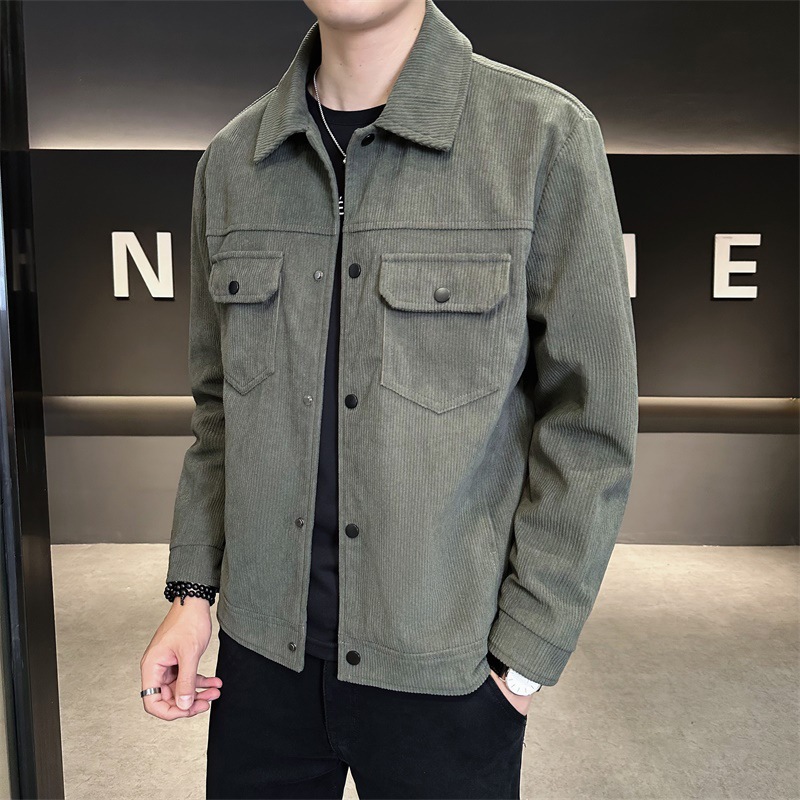 Herren Corduroy Arbeitsjacke Locker Geschnitten Für Herbst Frühling_voghion.com