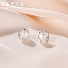 淡水珍珠耳环耳钉纯银气质小众跨境批发925银耳饰女士高级感饰品