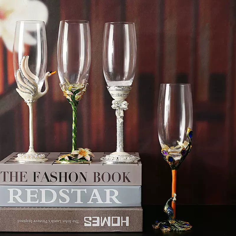 工厂直销批发跨境珐琅彩香槟杯酒杯套装洋酒杯高脚杯高档礼品套装