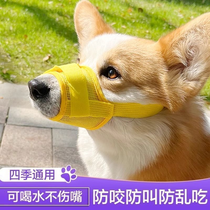 クロスボーダーグリッド犬口マスク、噛みつき防止、吠え防止、調節可能な通気性のあるナイロンペットショートマウスマスク、犬マスク、ドロップシッピング|undefined