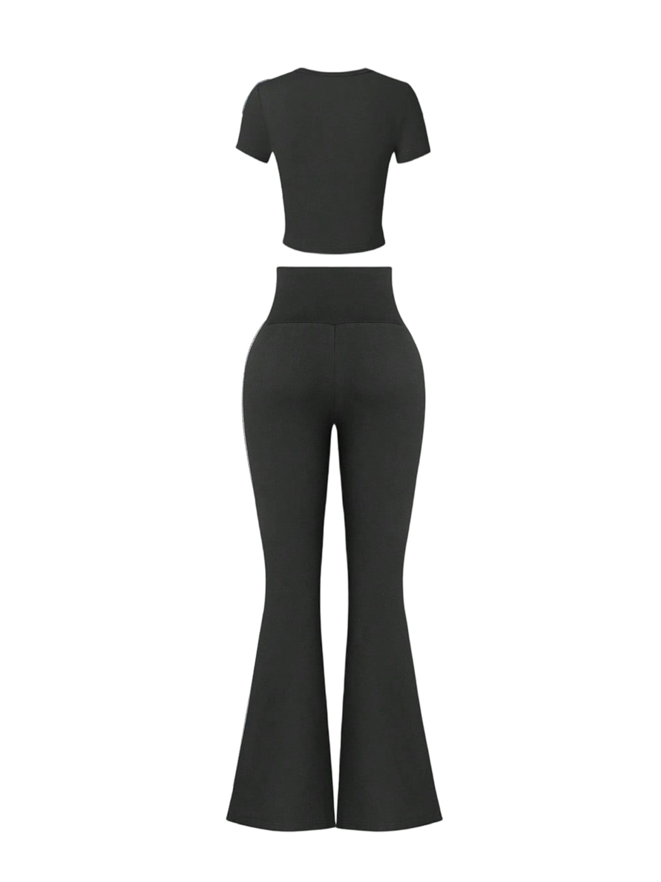 Women's Clothing High-Waisted Flared Pants Women's Spring/Summer Casual Sportswear Cropped Short-Sleeved Multi-Occasion Style_ecoleips.com