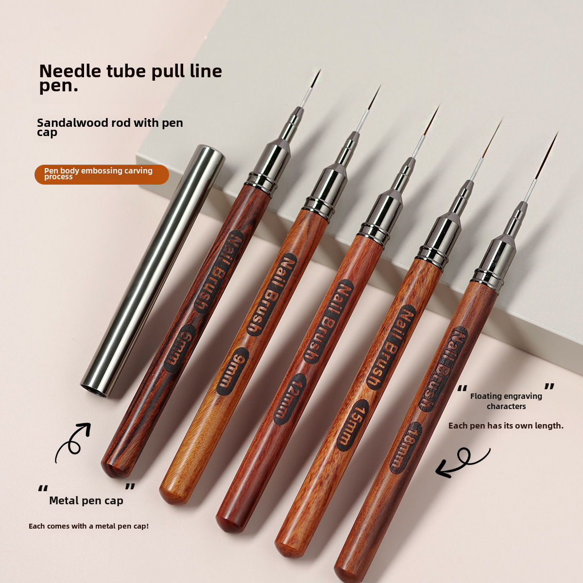 Nail art needle tube drawing pen with cover ultra-fine color drawing pen French hook line construction light therapy pen for vignetting nail art tool