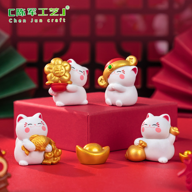 Micro Landscape Creative Cute Lucky Cat Doll DIY Decorations Accessories Mini Fortune Desktop Car Small Ornaments