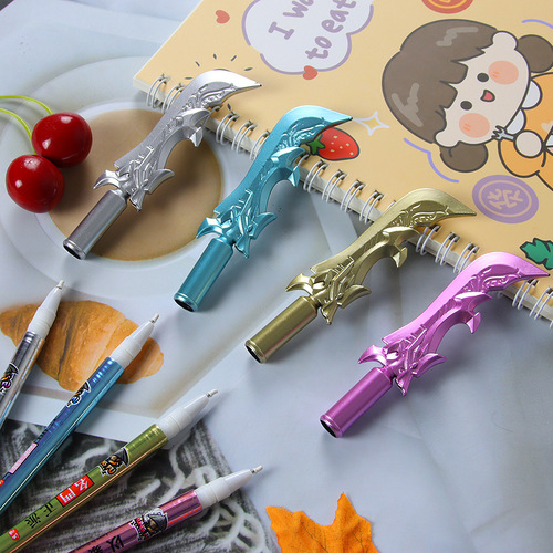 Qinglong Yan Yue Knife Neutral Pen Anime-Related Peripheral Weapon-Shaped Pen Creative Stationery Student Water-Based Pen for Office Use