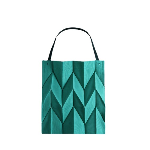2024 Cross-border exclusive canvas single-shoulder hand-held tote bag geometric rhombus bag convenient foldable storage purchase