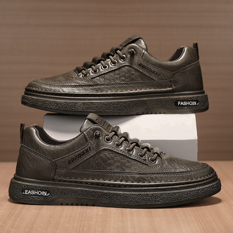 Nueva tendencia, zapatos casuales de todo fósforo para hombres, zapatillas transpirables, zapatos de cuero suave de alta gama, zapatos blancos, zapatillas casuales negras para hombres