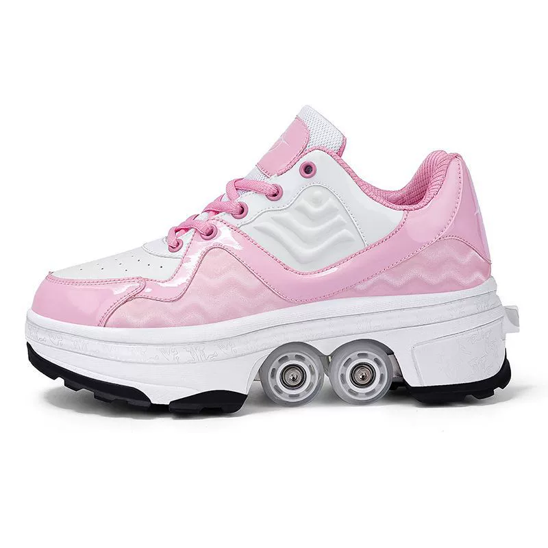 Детские Heelys для девочек, четырехколесные прогулочно-скользящие обувь для взрослых, автоматическое сжатие роликов для мужчин