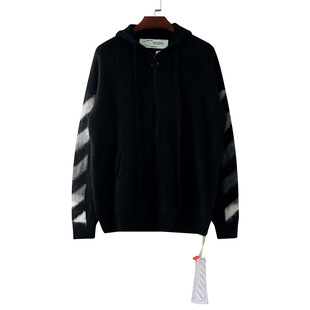 High quality correct version OFF mohair zipper men's and women's same sweater coat one wholesale delivery